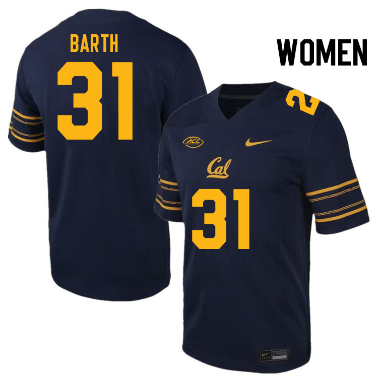 Women #31 Hunter Barth California Golden Bears ACC Conference College Football Jerseys Stitched Sale